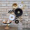 3D Paper Flower Decorations(Set of 13, White Black Gold), Giant Paper Flowers for Wedding Backdrop, Graduation Party, Bridal Shower, Halloween Centerpieces, Nursery Wall Decor